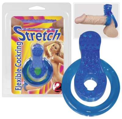ANELLO FALLICO ELASTICO CON RILIEVI STIMOLANTI STRETCH" BLU"