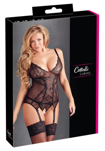 CORSETTO REGGICALZE IN PIZZO CON PERIZOMA COORDINATO
