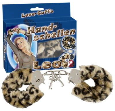 MANETTE IN METALLO RIVESTITE IN PELUCHE LOVE-CUFFS" LEOPARDATE"