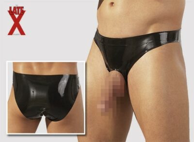 SLIP UOMO IN LATEX NERO CON APERTURA
